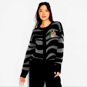 WICKED WOMEN’S STRIPED GRAPHIC CARDIGAN - BLACK/GREY MULTI SIZES (NEW)